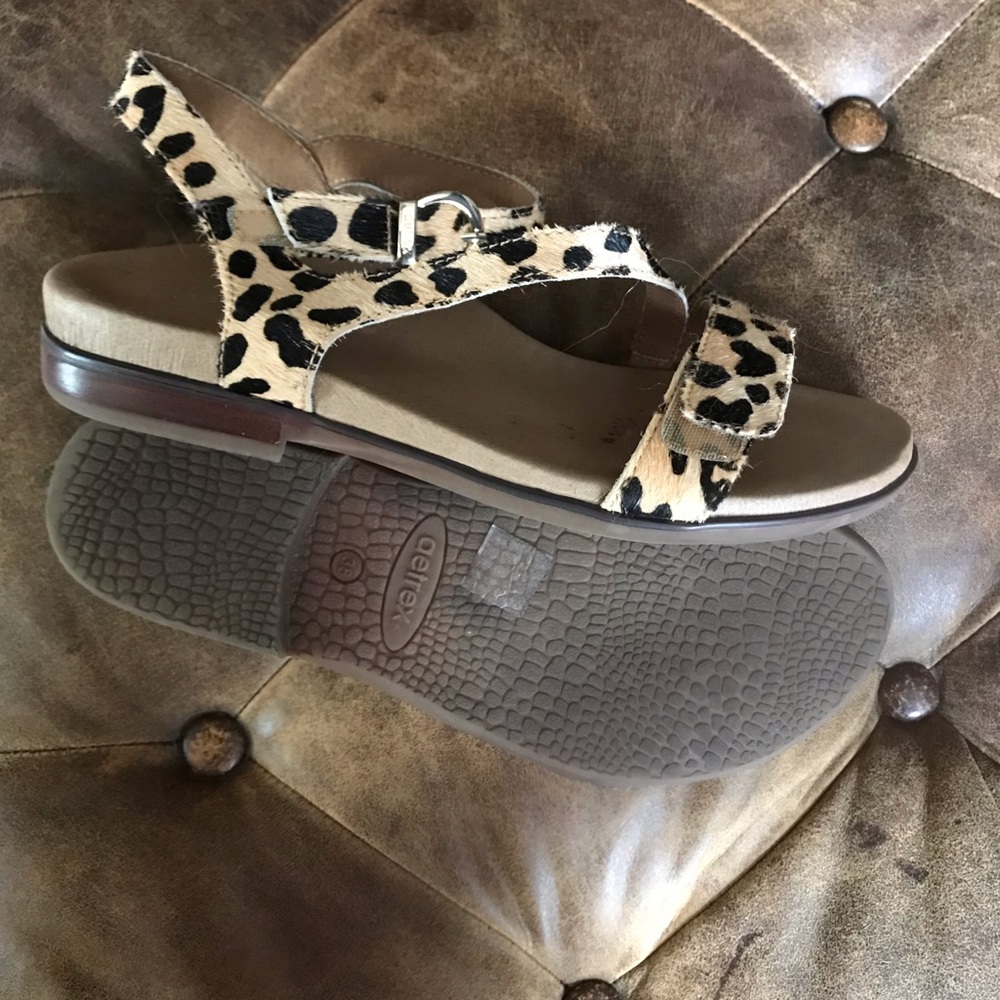 Aetrex Pony Hair Animal Print Sandals Size 38 - Picture 4 of 7
